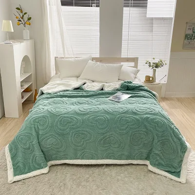 Factory Double Layer Blankets Throws Warm Blankets for Winter 3D Jacquard Tufted Fleece Blanket