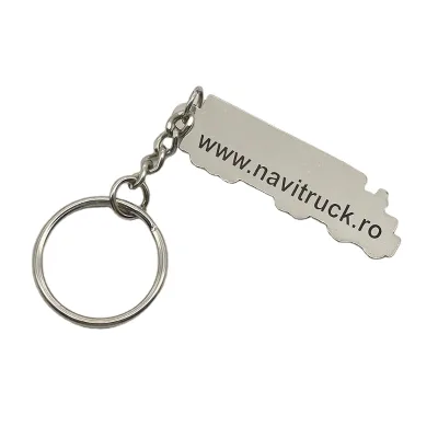 2D Nickel Plating Metal Truck Keychain with Website Information Company Promote Giveaway Keyring Gifts