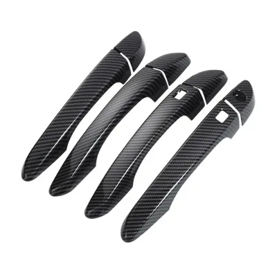Car ABS Black Carbon Fiber Handle Exterior Door Handle Moulding Cover Decorative Frame