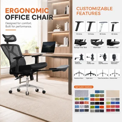 Mesh Material Adjustable Footrest Lumbar Support Office Pods Seating Computer Room Modern