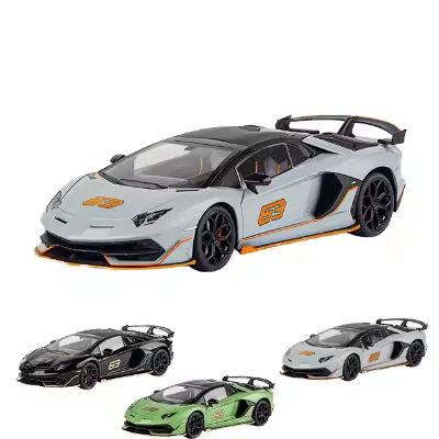Hot Diecast Model Car 1:18 Lambor Aventador SVJ63 Sound Light Alloy Car Pullback Decorate Ornament Metal Car Collection Toys Boy