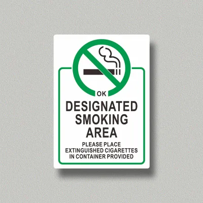 Customized Bestsellers Designated Smoking Area - Place Extinguished Cigarettes in Container Provided Metal Sign