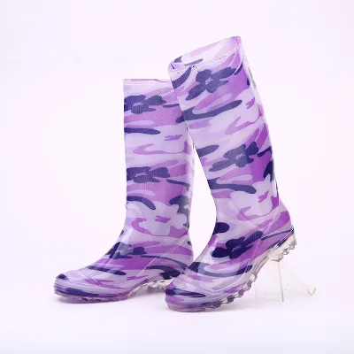 Ladies New Style Custom logo OEM Garden PVC Fishing Rain Boots Waterproof Anti Slip PVC Rain Boots Reusable Rain Shoes