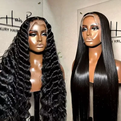 Bone Straight Brazilian Wigs 100% Human Hair Vendors SDD Super Double Drawn Raw Wear and Go Pre Cut HD Glueless Lace Front Wigs
