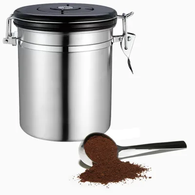 Wholesale Stainless Steel Tea Coffee Sugar Canisters Set Airtight With Valve