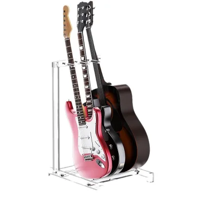Transparent Acrylic Guitar Display Stand for Small Spaces & Multiple Musical Instrument Display