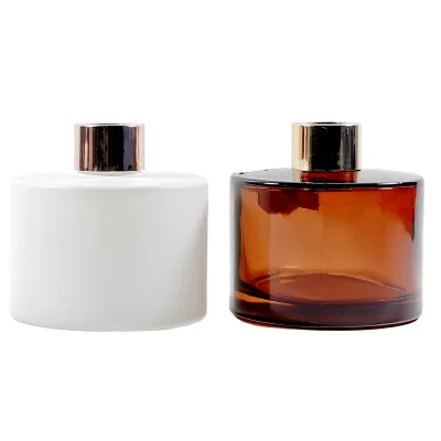 200 ml Empty Luxury Decor Sprayed Matte White Glossy Amber Aromatherapy Glass Bottle Round