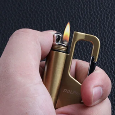 Modern Design Multi-Functional Metal Kerosene Lighter Small Keychain Outdoor Portable Pendant Wholesale Oil Style Lighter