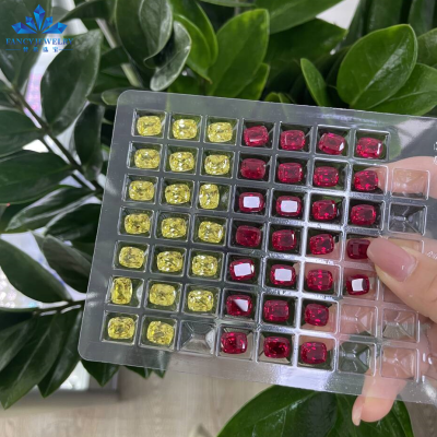 Top Quality Fancy Cut Long Cushion 8x10mm 4-4.5CT GRC Lab Grown Yellow Royal Sapphire Blood Red Ruby