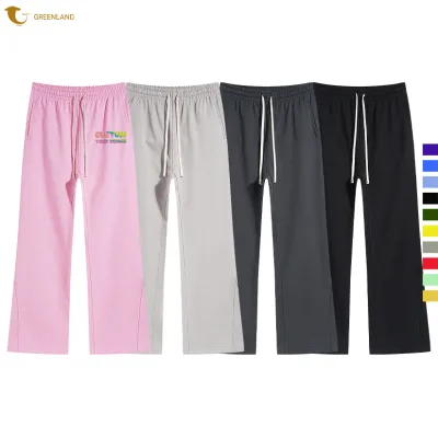 Hot Sale Best Quality Customized Logo Straight Leg Fleece Sweatpants 4 Solid Colors Oversize Men's Sweatpants