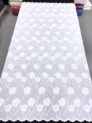 Lightweight Flower Embroidered Lace Fabric Breathable Cotton Material for Wedding Dress Making