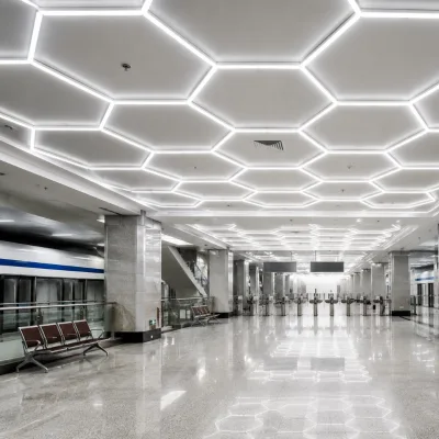 Train Station Platform Hall 6000K CRI 90 Aluminum Honeycomb LED Hexagon Light