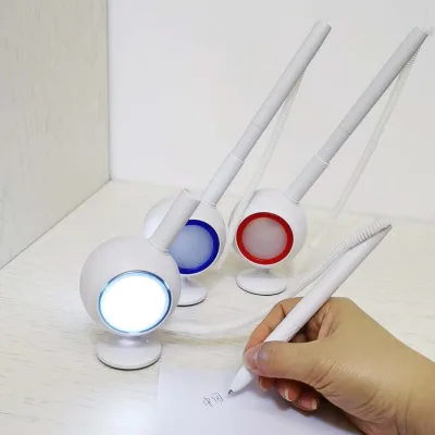 Promotional Durable Plastic LED Table Lamp Lighting Pen with 1.0mm Writing Width Logo Pen