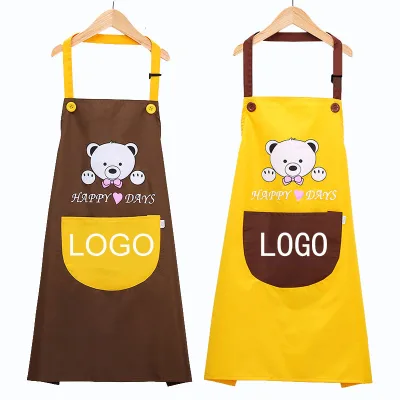High Quality Customized Logo Brown Polyester Cute Waterproof Children Painting Clothes Kindergarten Art Class Kids Craft Apron