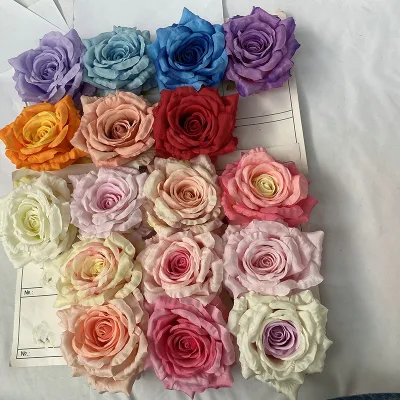 A-196 Retro Flower Heads White Flower Faux Dusty Pink Rose Heads 14CM Big Head Silk Roses