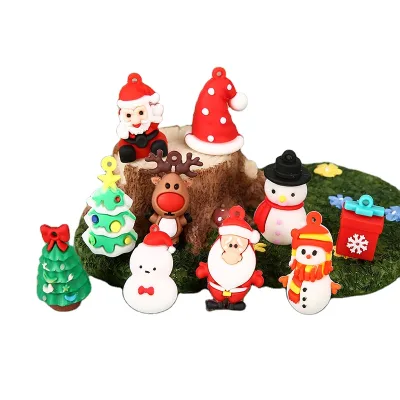 2021 New Creative Lovely Father Christmas Key Chain 3D PVC Christmas Tree Ornament