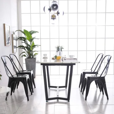 Custom Logo Vintage Antique Industrial Stackable Metal Dining Chair for Restaurant Bar Hotel & Home Office