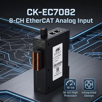 CK-EC7082 Analog Input Module 8AI Single-Ended Input EtherCAT IO Modul 16-bit Voltage/Current for Industrial Control