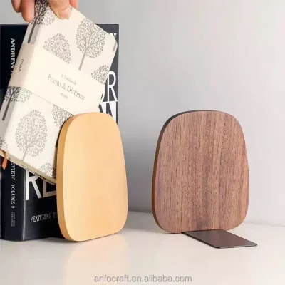 Modern Heavy-Duty Wood Bookends with Non-Skid Design for Bookshelves CD Storage Home Decorative Handicraft Techniques