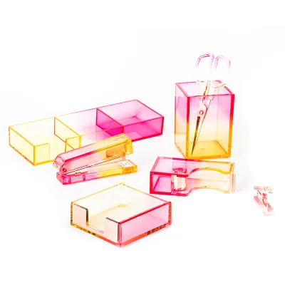 HOMESWEET Wholesale High End Stapler Acrylic Pen Holder Office Supplies and Stationery Set