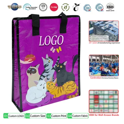 RPET Tote Bags Manufacturer Custom Recycled RPET Storage Travel Bag with Zipper