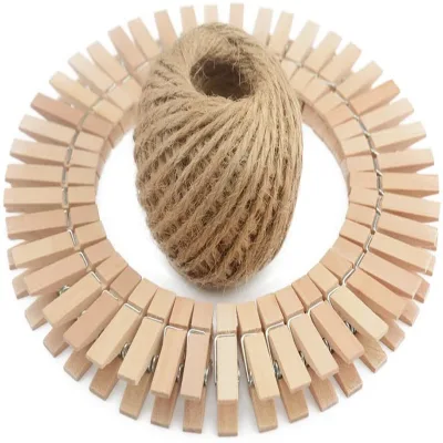 Natural Color Wooden Clothespins Photo Hanging Clips