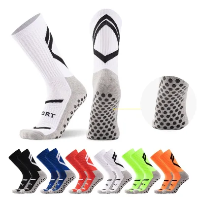 Cross-Border Mid-Calf Soccer Socks with Anti-Slip Dots Thickened Towel Bottom Crew Fitness Yoga Training Socks