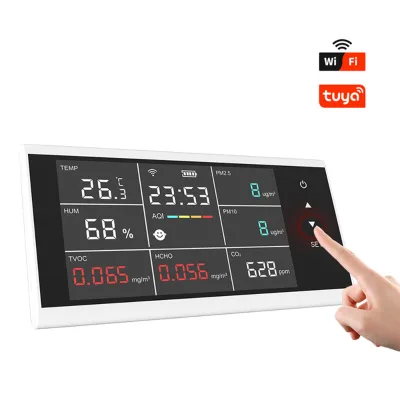 Wall-Mounted Desktop NDIR Type CO2 Sensor LCD Screen Indoor Air Quality Detector Gas Testing ABS Material ODM OBM Customized
