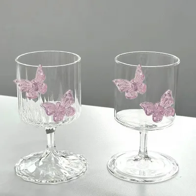 Elegant Tulip-Shaped Champagne Flute With Butterfly Accents Wine Glass
