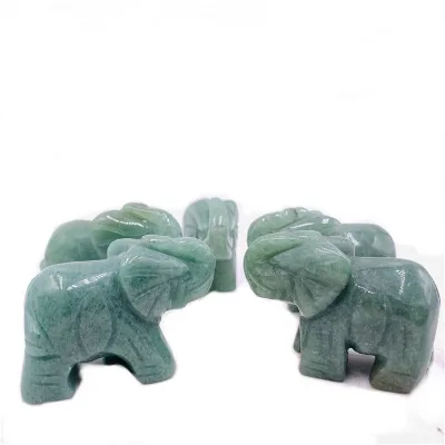 Wholesale Natural Green Aventurine Quartz Carving Crystal Elephant Figurines for Gifts