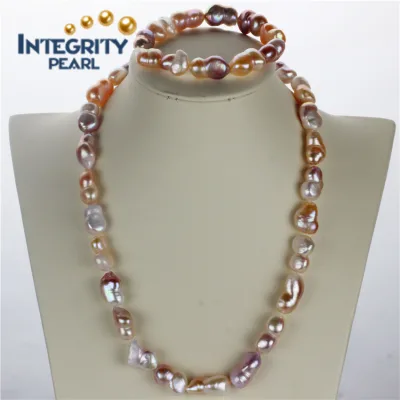 8-10mm Multi-color Baroque Freshwater Pearl Kundan Jewellery Set