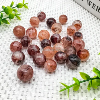 Wholesale Natural Healing Crystal Craft Ball Polished Mini Red Fire Quartz Sphere for Fengshui Decoration