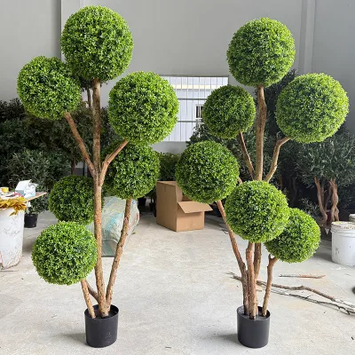 Modern Outdoor Artificial Shrub Tree for Office Living Stylish Indoor Plant Artificial Boxwood Spiral Trees Faux Boxwood Ball