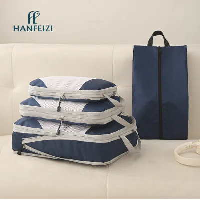 HANFEIZI 4 Set Packing Cubes Luggage Packing Compression Organizer Storage Bags for Travel