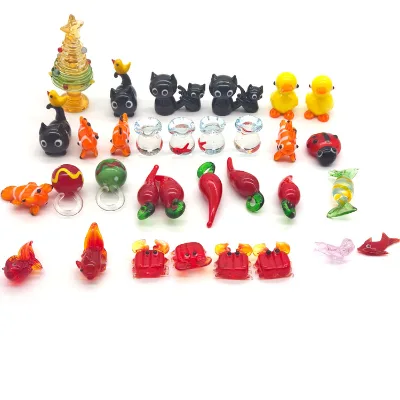 Miniature Flower Hedgehog butterfly Cat Bird Fish Candy Ladybug Art Animal Glass Turtle Figurine Home Decoration Manufacturers
