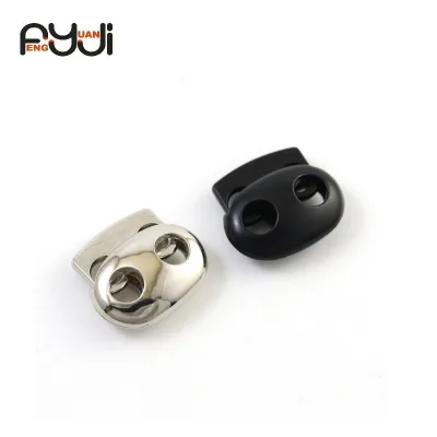 Adjustable Sportswear Cord Lock Oval Pattern Metal Pig Nose Toggle Slider Double Holes Stopper Spring Cord Rope Alloy Material