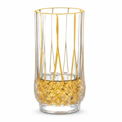 Wholesale Crystal Glass Eight-Character Flower Gold Rim Water Drinking Beverage Wine Highball Glasses