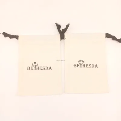Factory Direct Sale Pure Cotton Canvas Drawstring Jewelry Pouch for Necklace Storage Elegant Cosmetic Bag-for Gift Use