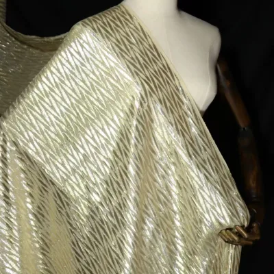 Breathable Natural Color Practical Ready Gold Senior Smooth Feeling Silk Metallic Fabric for Lady Dress Costume and Party