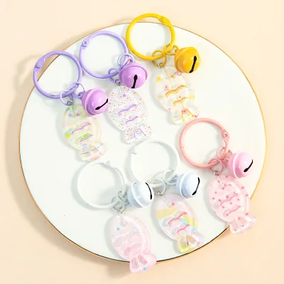 Creative Transparent Little Fish Keychain Bell Pendant Cute Bag Charm DIY Perler Bead Plastic Resin Material Wholesale Available