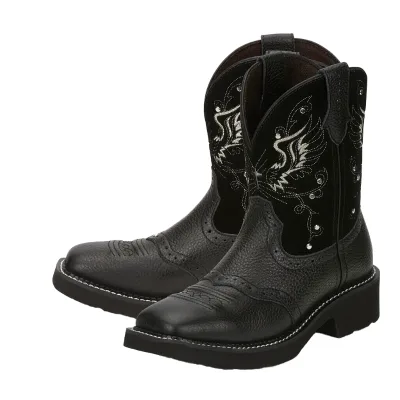 Ankle-High Women's Western/Cowboy Boots Durable Genuine Leather Square Toe Vivid Stitching Comfort Non-Slip Boots