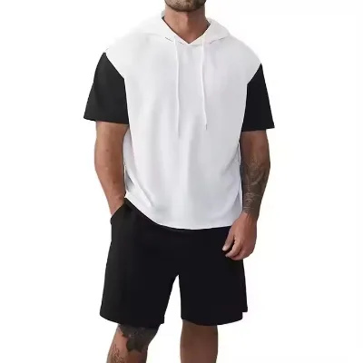 Custom Plain Wholesale t Shirts Short Set Sweat 2 Piece Set Mens t Shirt and Shorts Sets Oversize 100% Cotton Men Tshirt