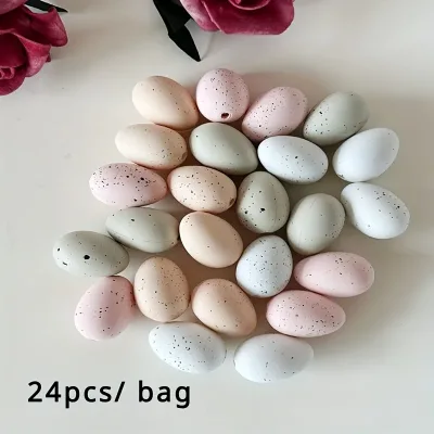 24pcs Easter Egg Decorations - Pastel Pink, White, Beige, Black, Gray, - Durable Plastic Easter Eggs for Easter, Spring