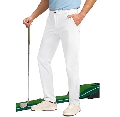 Customized Sports Jogger Stretch Fabric Men's 88% Polyester 12% Spandex Slim Straight Leg Sports Stretch Golf Pants
