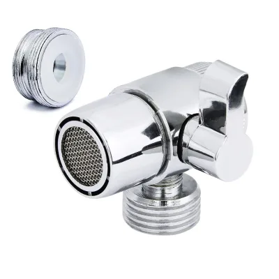 Premium Single Handle Polished M22 X M24 Shower Diverter Valve with Mental Adapter Kitchen Bathroom Sink Faucet Accessory