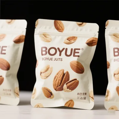 Wholesale Custom Printed Aluminum Foil Three Side Seal Bag Resealable Ziplock Food Grade Airtight Pouch for Snack