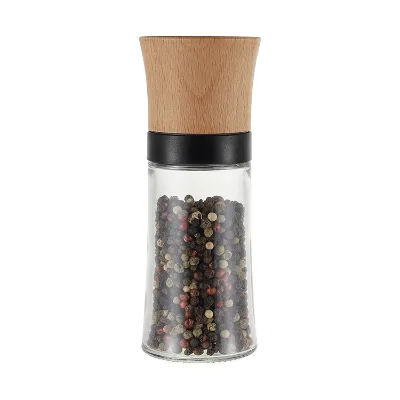 Manual Eco-Friendly Wood Spice Grinder Core Refillable Handle Pepper Salt Mill for Home Kitchen