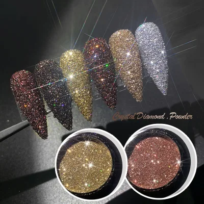 High Pigment 6 Colors/sets Shiny Diamond Nail Art Glitter Powder