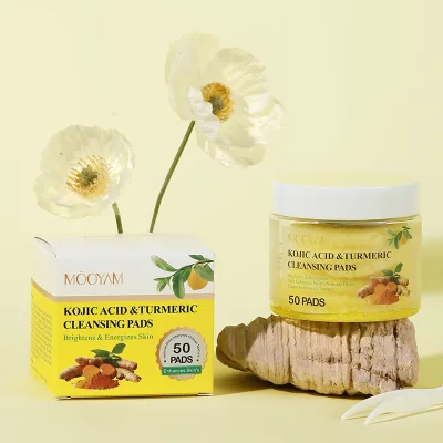 50 Pads Vitamin C Turmeric Face Scrub Pads for Dark Spots Brightening Exfoliating Kojic Acid and Turmeric Cleansing Pads