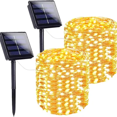 Wholesale Cheap Artifical Ip44 Waterproof LED Solar Copper Wire Light String for Christmas Tree/Outdoor Decoration
